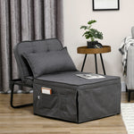 Folding Sleeper Chair Bed With Pillow And Side Pockets | One Size | Charcoal Gray