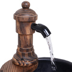 Barrel Patio Water Fountain With Electric Pump, Garden Decor