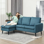 3 Seater Corner Sofa Couch Settee With Chaise Lounge | One Size | Blue