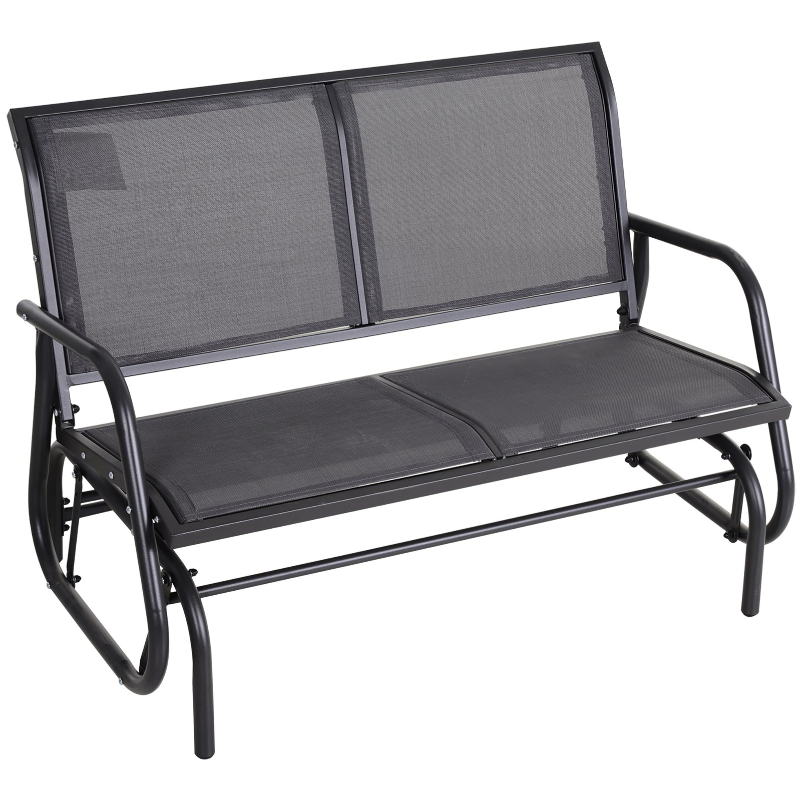2-person Patio Glider Bench Gliding Chair Loveseat W/armrest | Gray