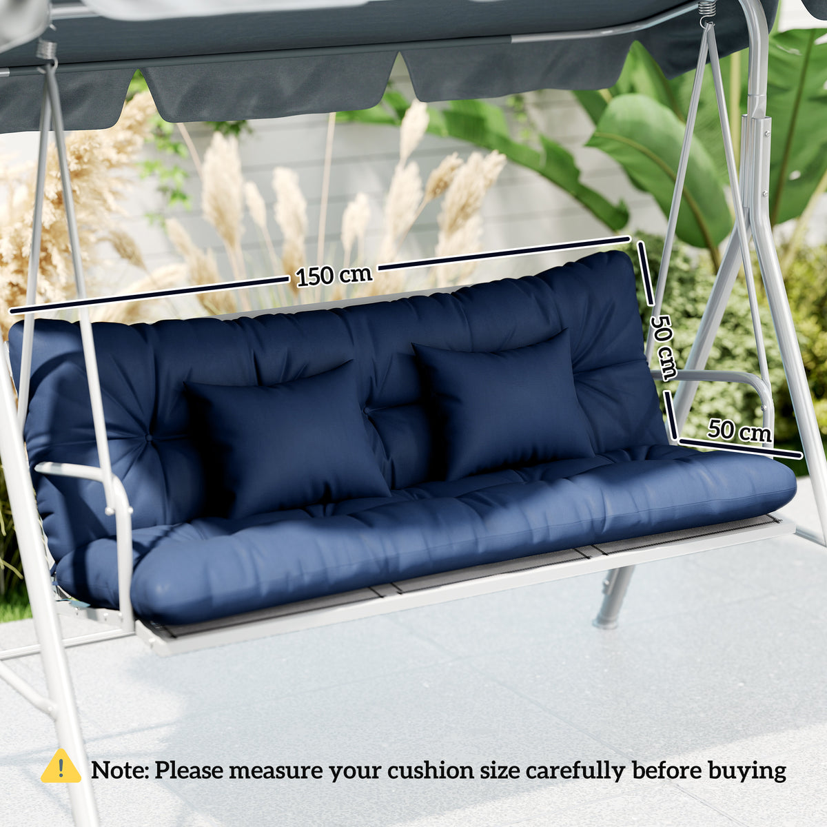 Outsunny Outdoor Seat Cushions Back Cushion With 2 Pillows, Seat Pads