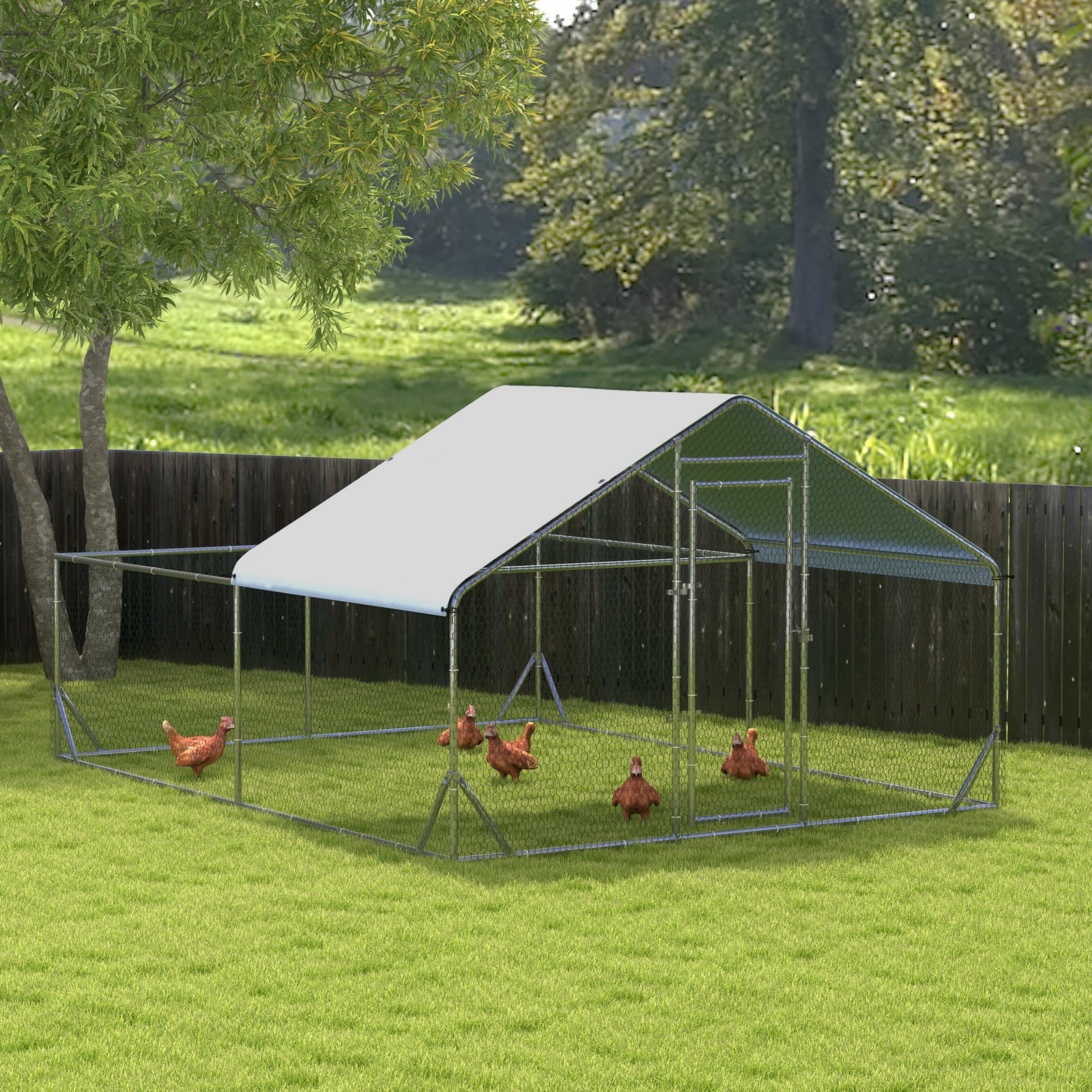 PawHut Pawhut Walk-in Chicken Run, Hen House, For Ducks, Rabbits W/ Water-resist Roof