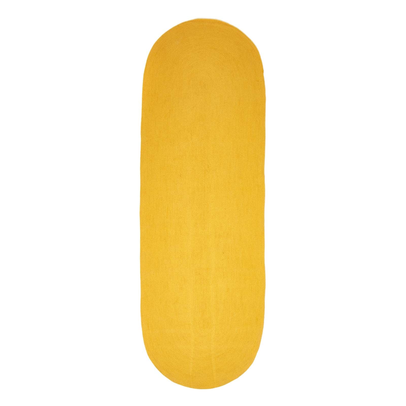 Handmade Woven Braided Oval Rug | 200cm | Mustard