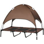 Pawhut 122cm Elevated Dog Bed Cooling Raised Pet Cot Uv Protection Canopy | Brown