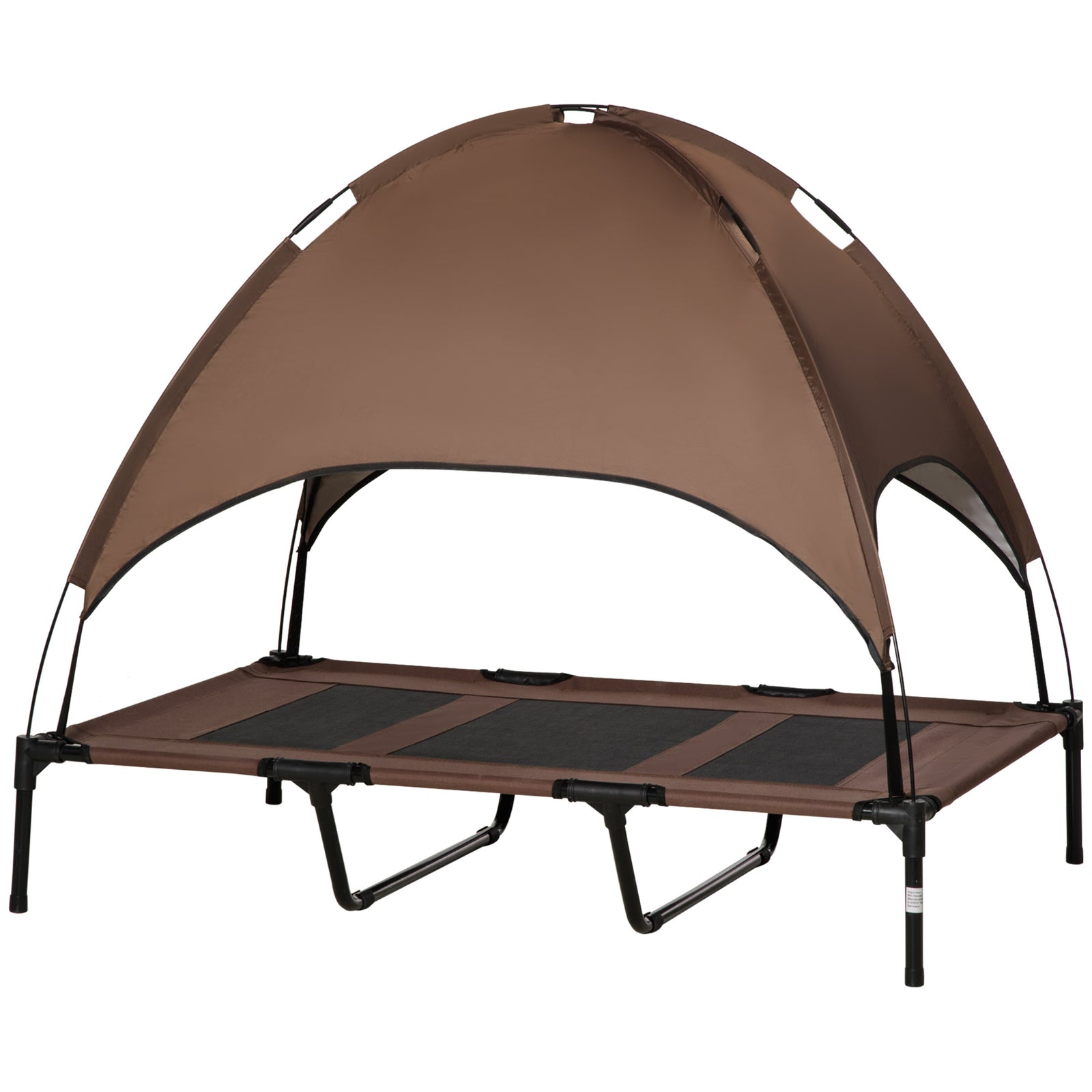 Pawhut 122cm Elevated Dog Bed Cooling Raised Pet Cot Uv Protection Canopy | Brown