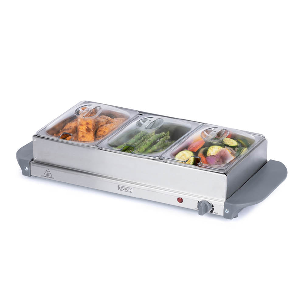 Livivo Electric Buffet Server 4.5l With Removable Trays And Temperature Dial