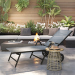 Folding Sun Lounger W/ Wheels, 5-position Adjustable Sunbed