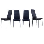 Set Of 4 Modern Faux Leather Armless High Back Dining Chairs | Set-of-4 | Black