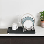 Large Recycled Draining Rack - Charcoal Grey Kitchen Dish Drainer - Holds up to 10 Plates - Made in the UK