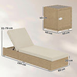 Rattan Sun Loungers Set Of 2 With Side Table | Beige