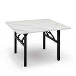 80*80*50cm Square Folding Coffee Table With Marble Effect Top | 80cm x 80cm | Black & White