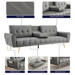 Lora Faux Leather Sofa Bed 3 Seater | Light Grey