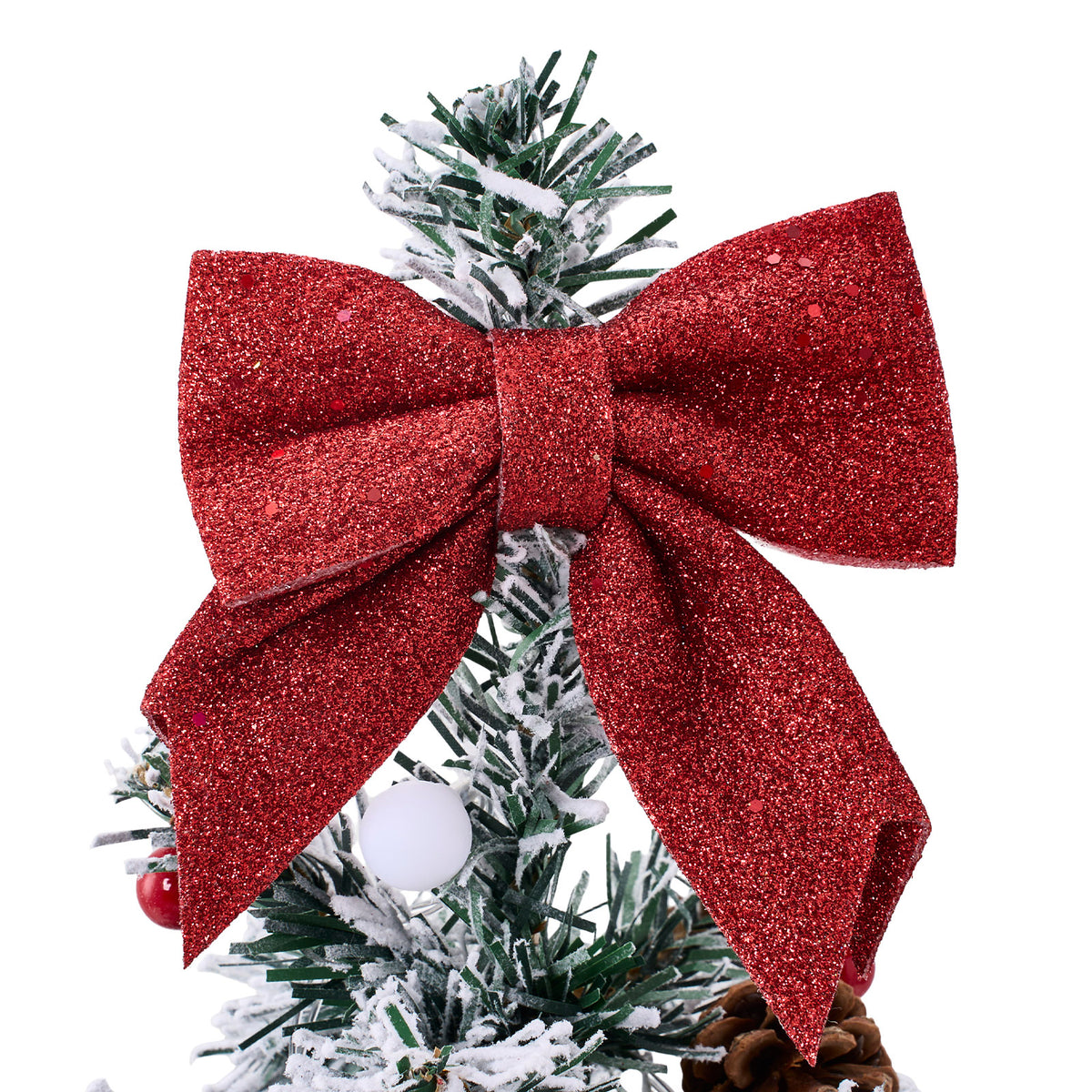 24in Pre-lit Snow-flocked Artificial Mini Artificial Christmas Tree, Merry Christmas