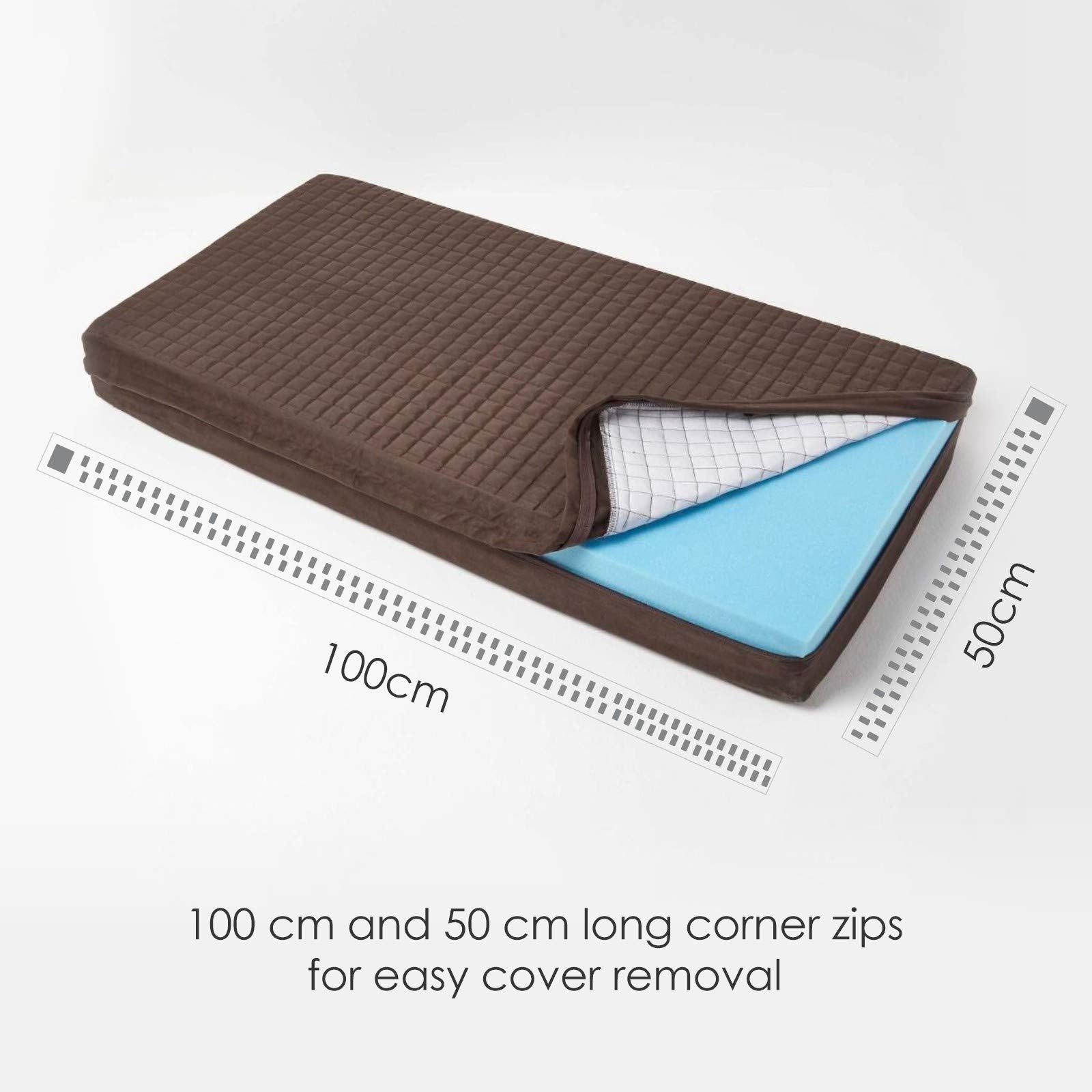 Faux Suede Orthopaedic Foam 2 Seater Booster Cushion | 50cm x 100cm | Chocolate