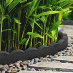 Recycled Rubber Scallop Garden Edging Border 1.2m | Set of 18 | Gray