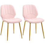 Velvet Upholstered Dining Chair Set Of 2 | Pink