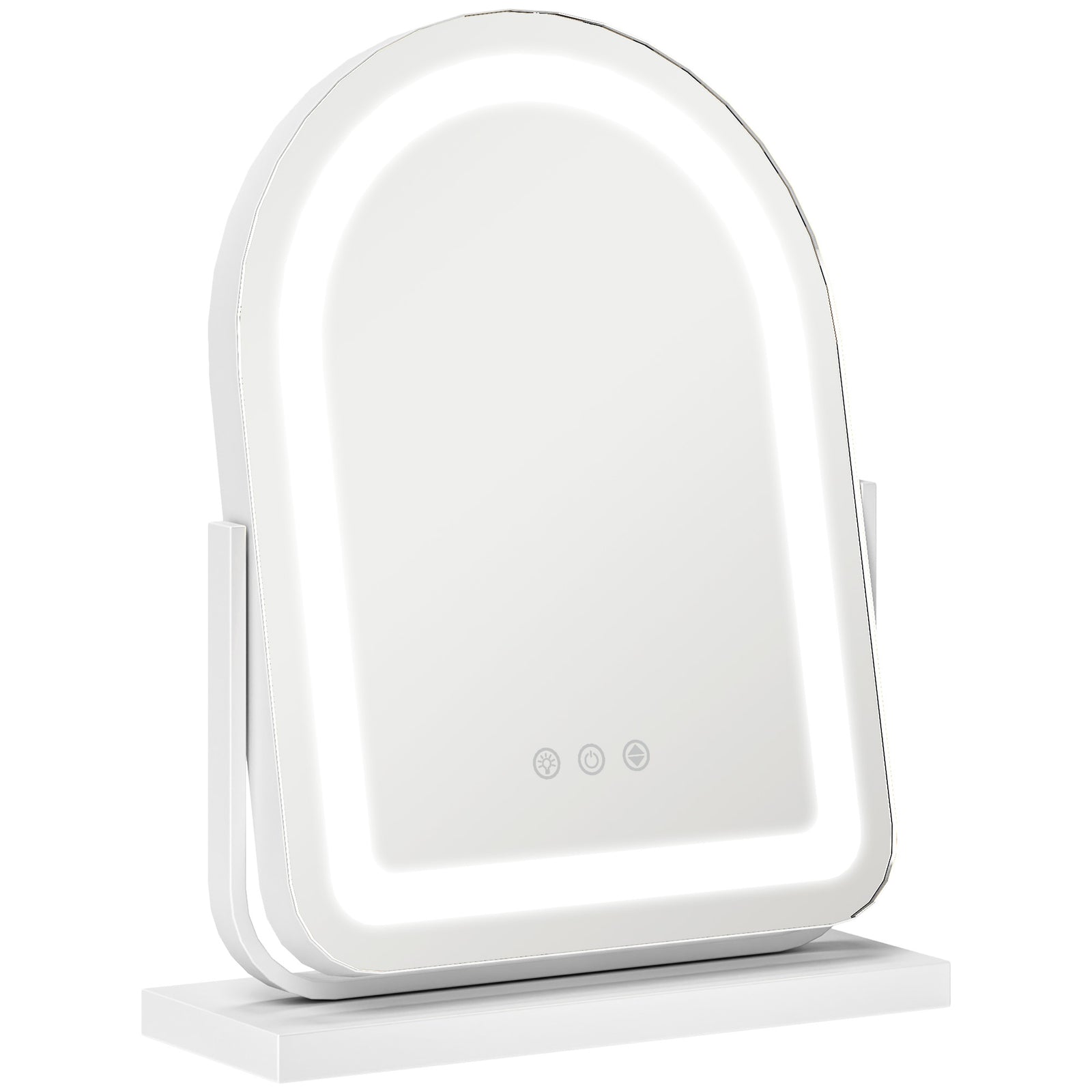 Vanity Mirror With Lights, 3 Colour, 360° Rotation | Small | White