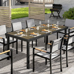 Garden Dining Table For 8, Aluminium Frame For Patio, Brown