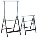 Set Of 2 Steel Saw Horses, Telescopic, Folding | Black