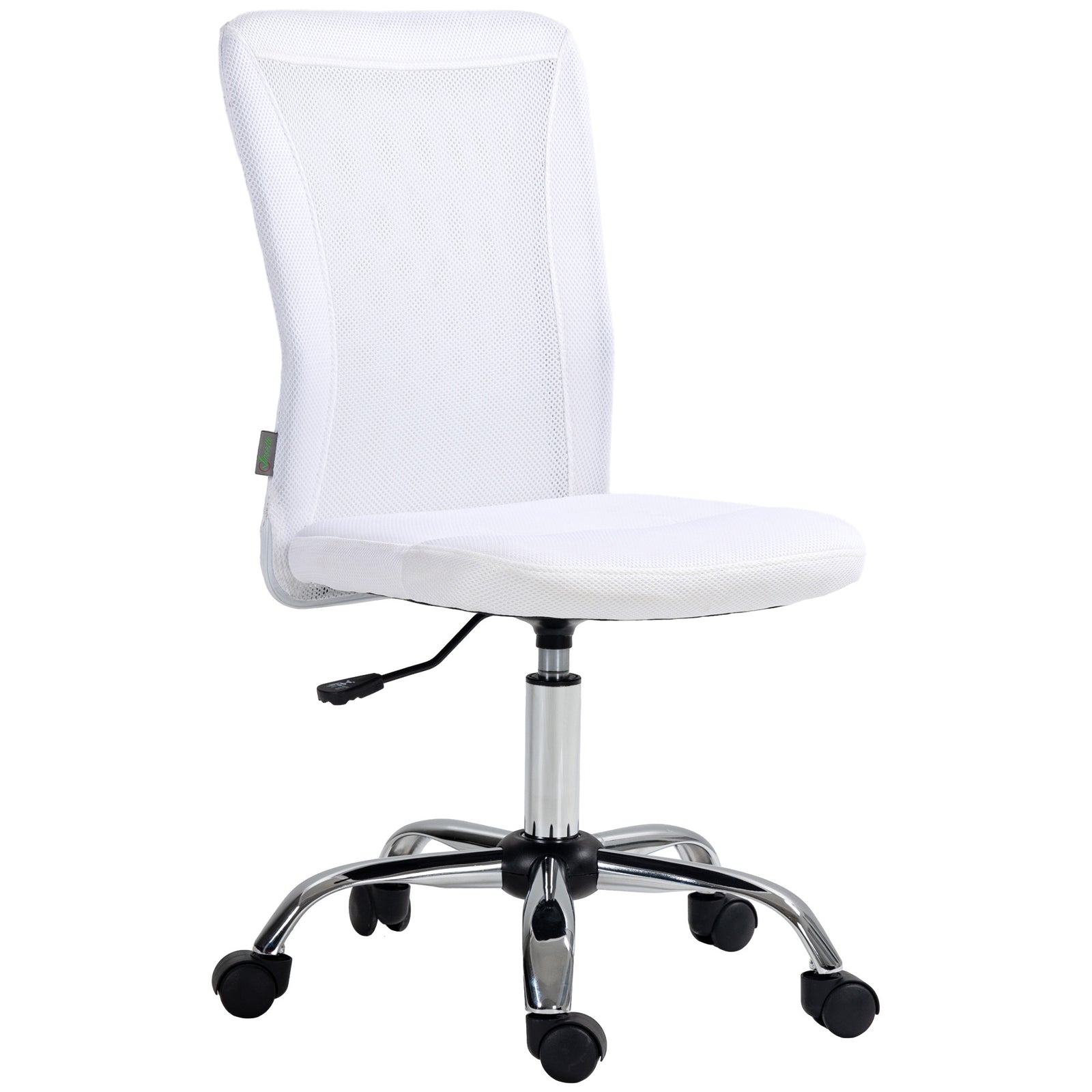 Armless Mesh Office Chair 5 Wheels | White