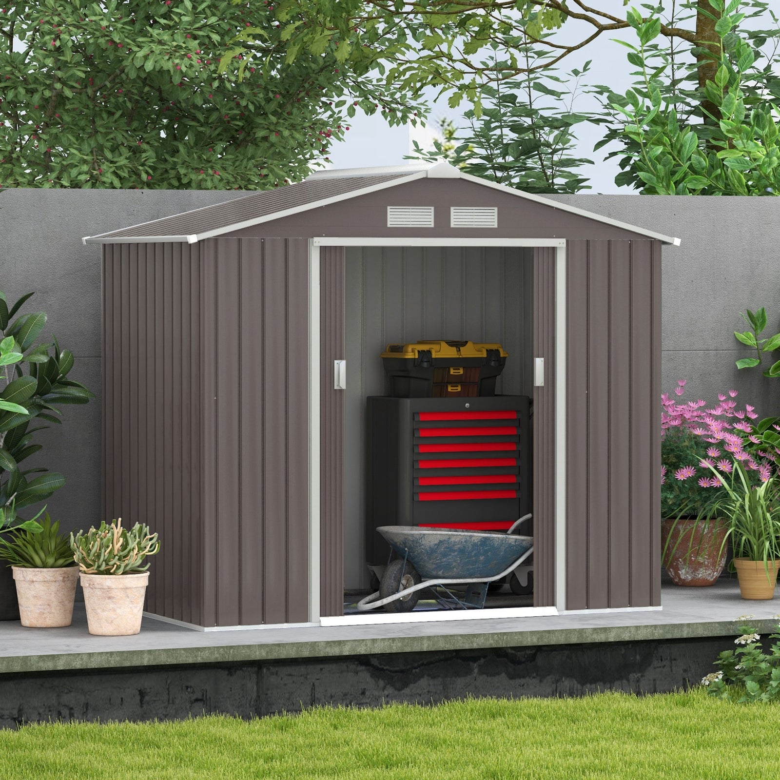 Garden Shed Storage Unit W/locking Door Floor Foundation