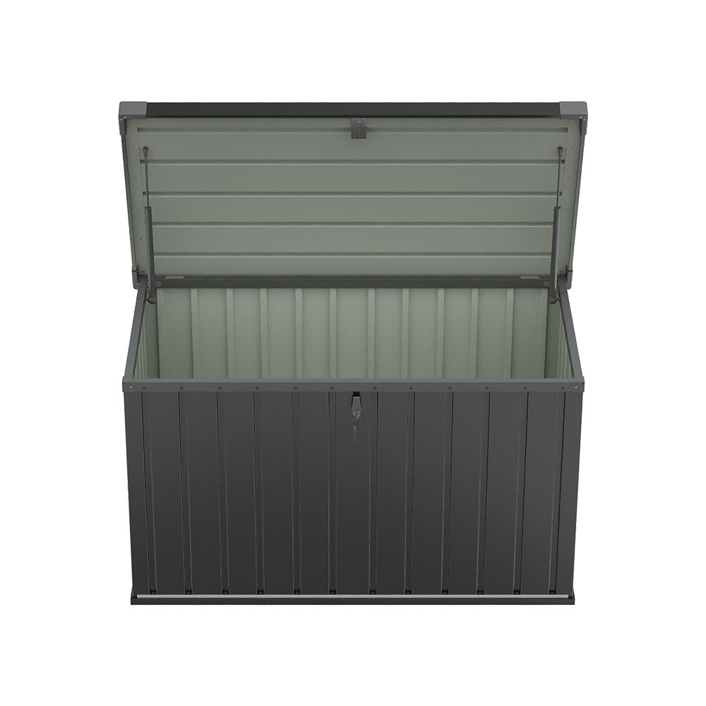 Breeins 400l Lockable Outdoor Storage Box Heavy-duty Steel Garden Storage Chest With Safety Edges