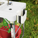 Outsunny Folding Fish Cleaning Table Camping Sink Table With Faucet, White