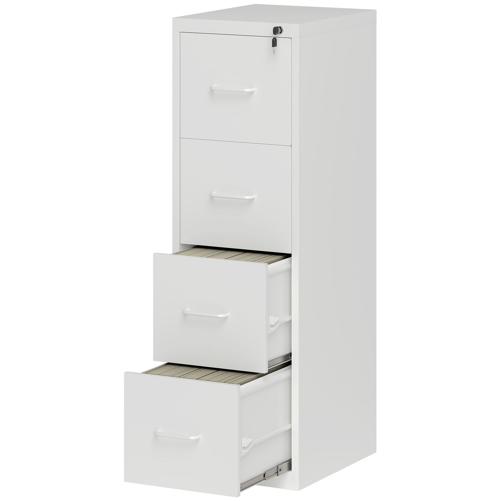 4 Drawer Filing Cabinet Steel File Cabinet For A4 | Extra Large | White