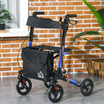 4 Wheel Rollator Walker With Seat And Bags Adjustable | One Size | Blue