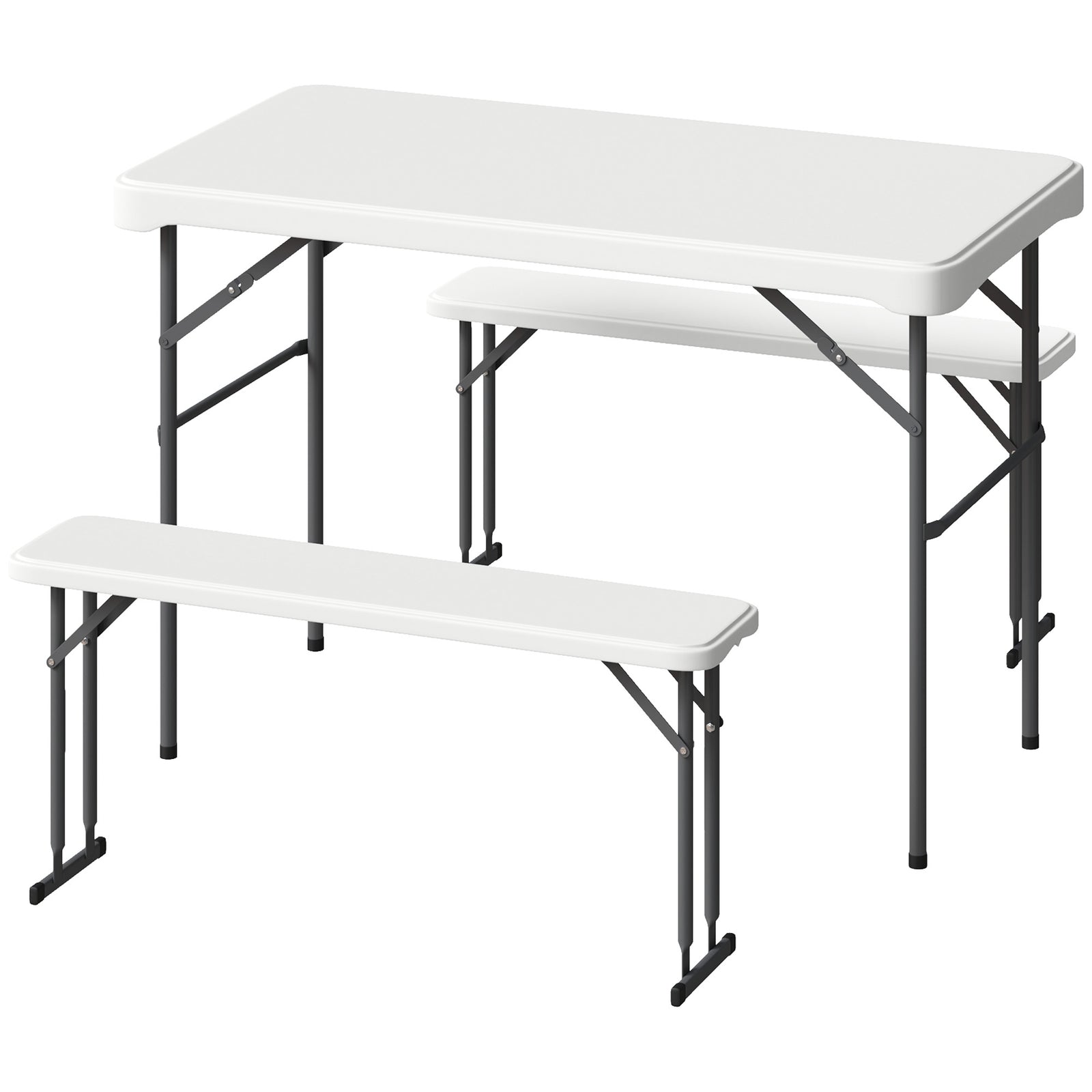 3 Piece Folding Picnic Table And Bench Set W/ Handle