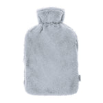 LIVIVO Grey Faux Fur 2L Hot Water Bottle w/ Cosy Knit Cover & Hand Warmer Pockets