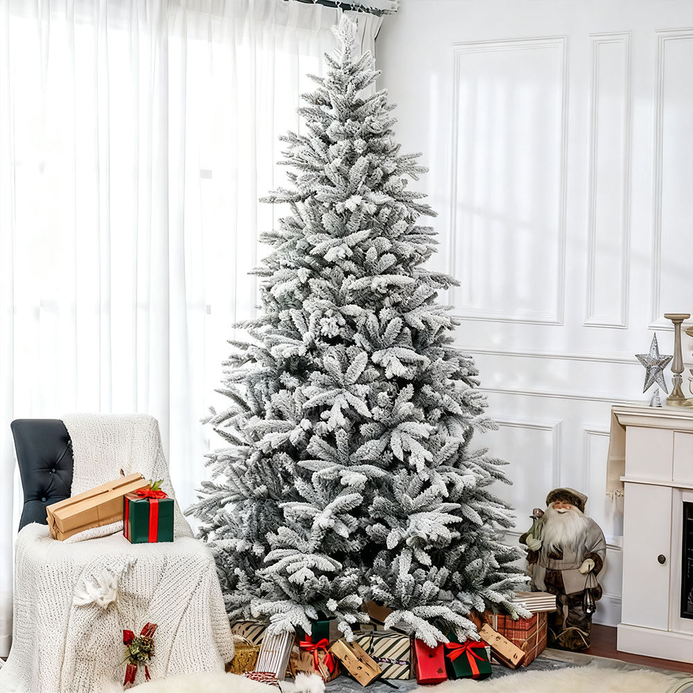 Flocked Pe Christmas Tree With X-frame Stand | 180cm | White
