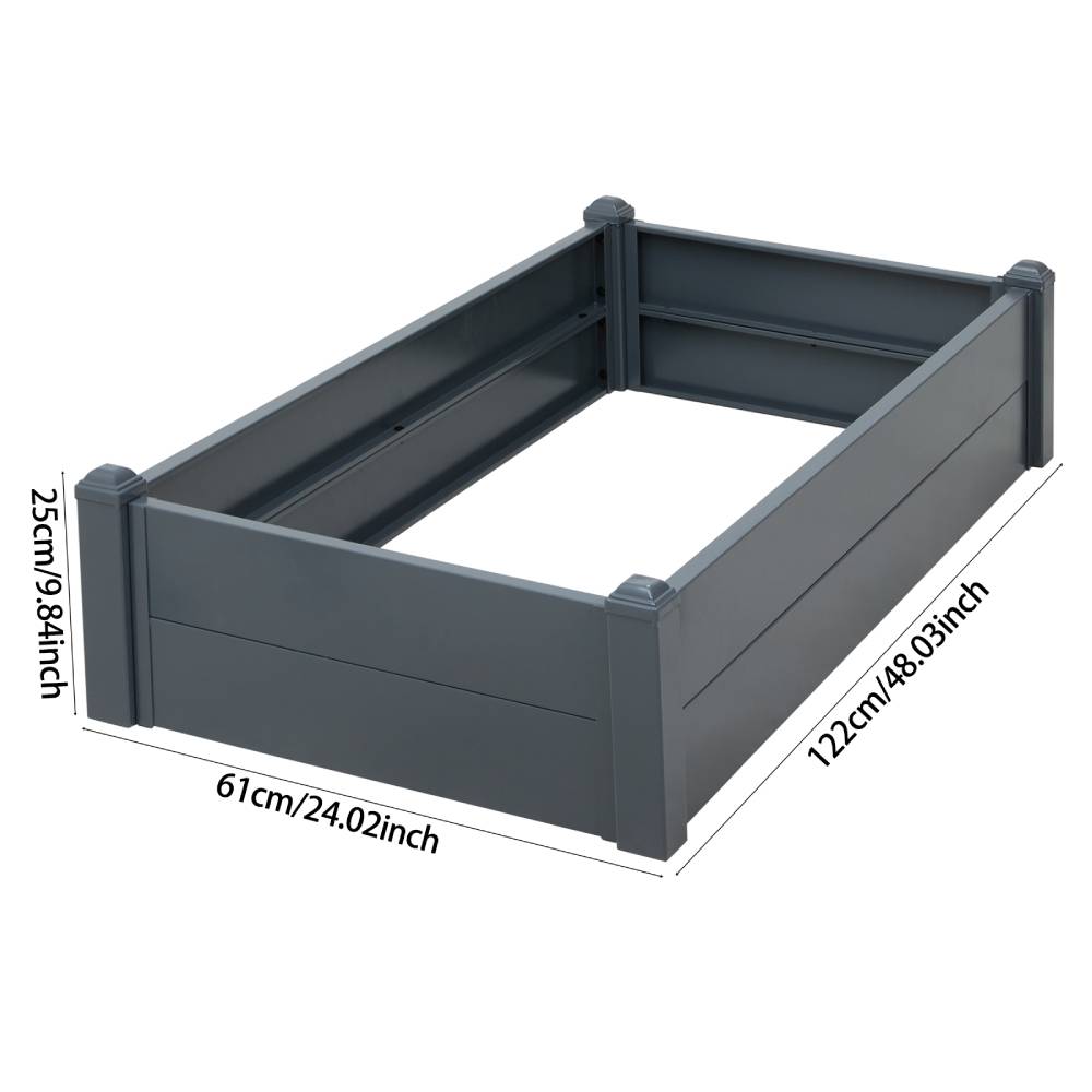 Metal Raised Garden Bed Planter Box – Galvanised Steel Rectangular Outdoor Planter | Dark Grey