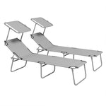 Reclining Sun Lounger Folding Recliner Garden Chair | Set of 2