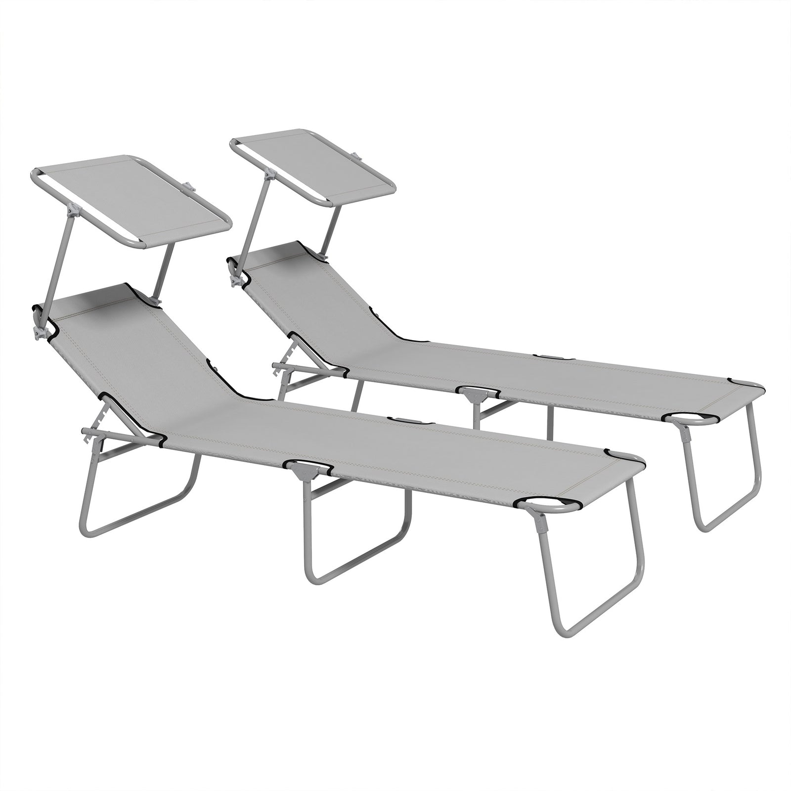 Reclining Sun Lounger Folding Recliner Garden Chair | Set of 2