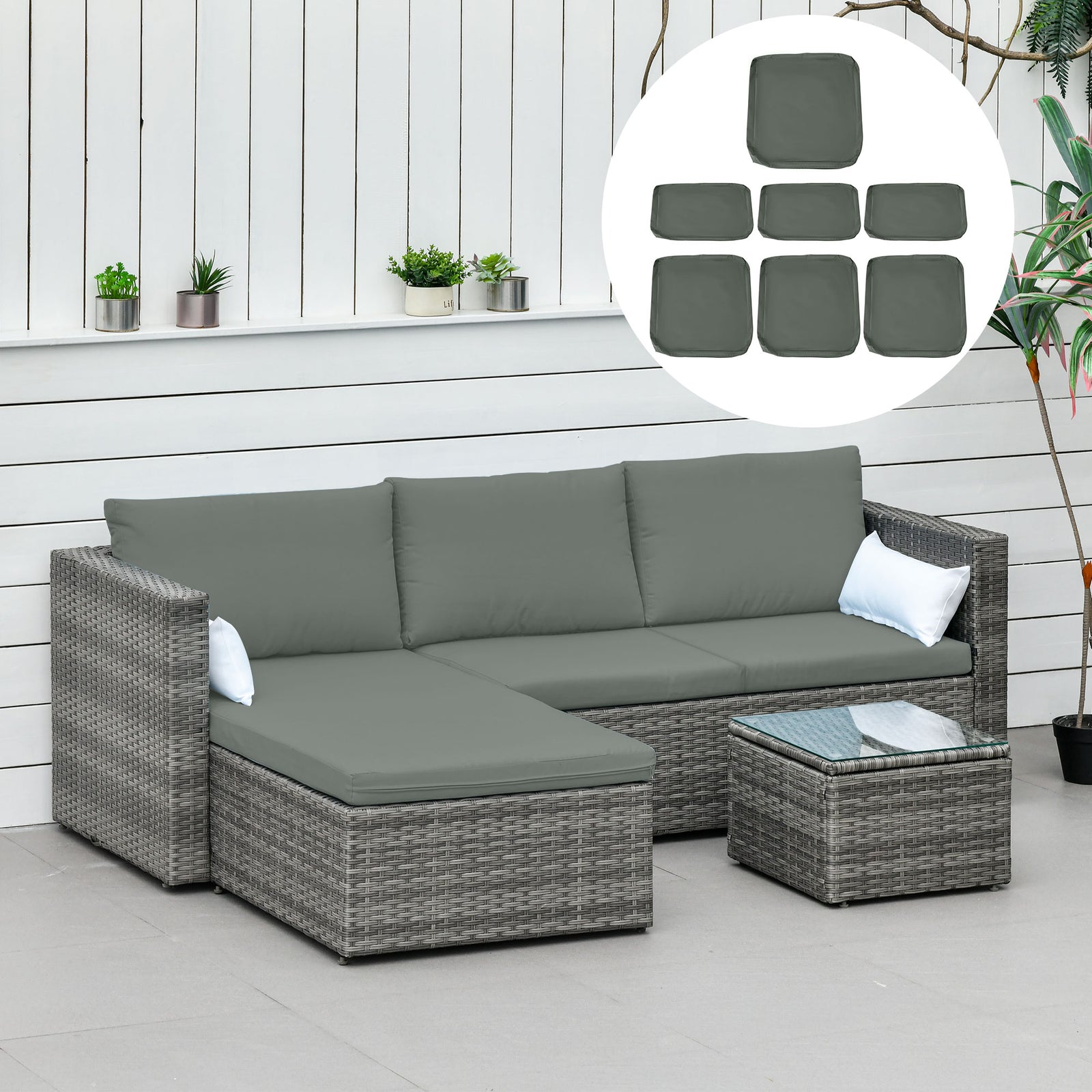 Cushion Cover Replacement Garden Patio Furniture Seat Cover | Dark Gray