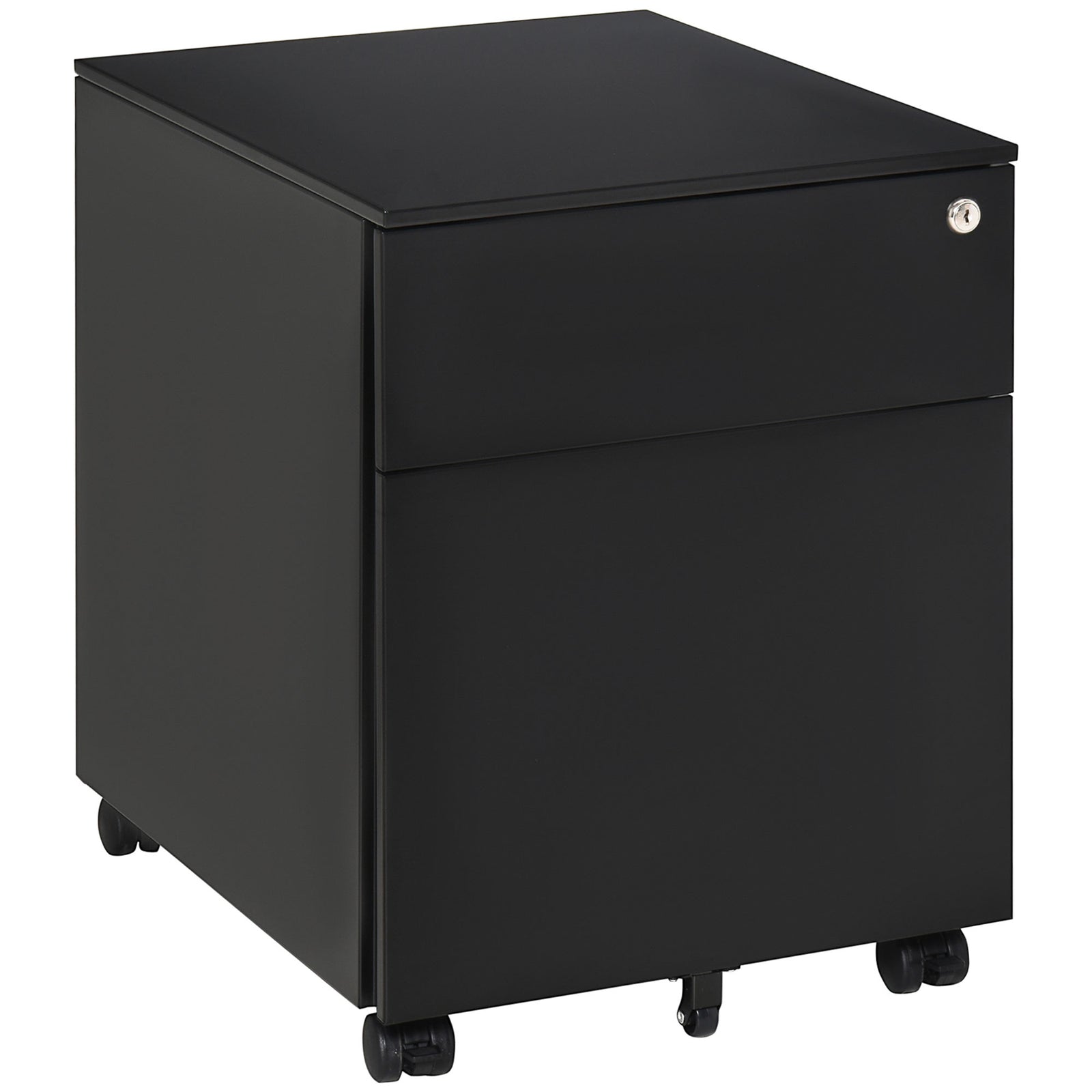 Mobile File Cabinet Steel Lockable With Pencil Tray | One Size | Black