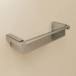 Bathroom Shelf Rectangular, 34 Cm, Silver Gloss, Metal, Wall-mounted