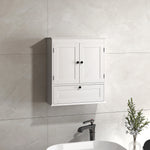 HOMCOM Bathroom Cabinet Wall Mounted With Adjustable Shelf, White