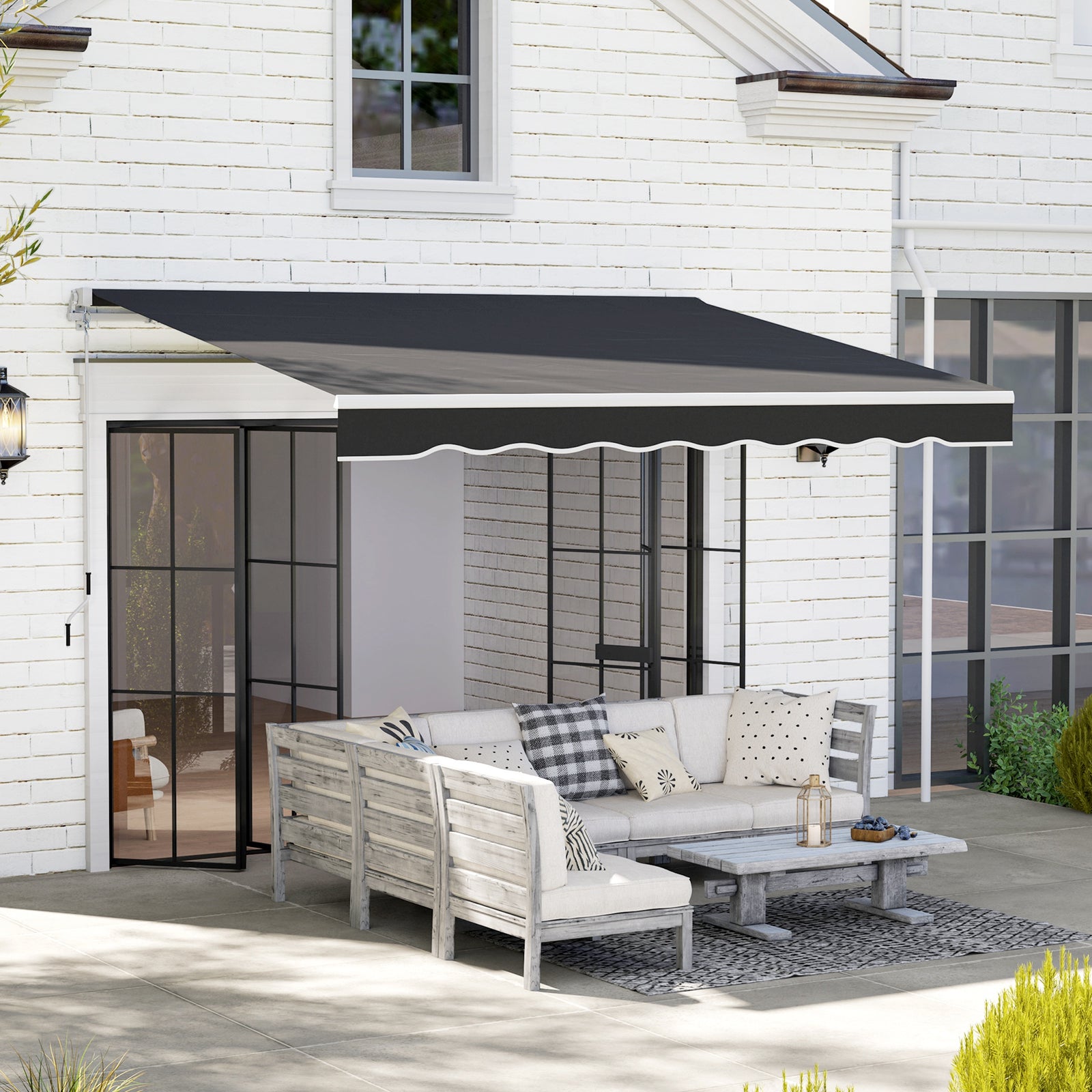 2.5x2m Garden Patio Manual Awning | Black
