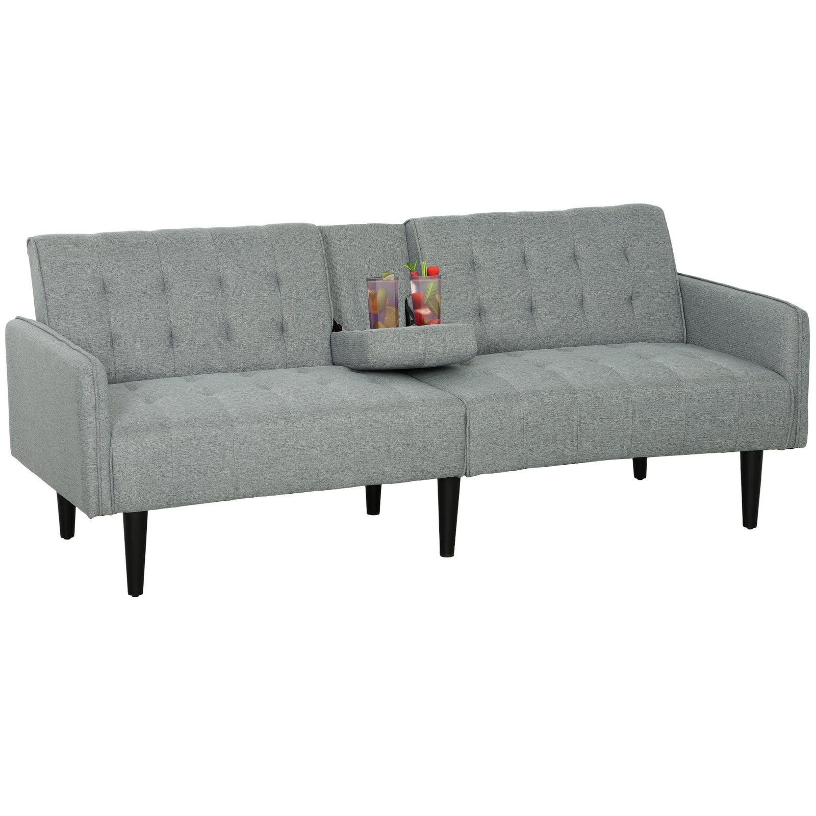 Upholstered Sofa Bed 3 Seater Home Theatre With Storage | Grey