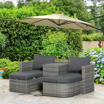 Outsunny 3 Piece Rattan Garden Furniture Set, Double Lounge & Table