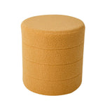 Round Teddy Fleece Upholstered Footstool | Mustard Yellow