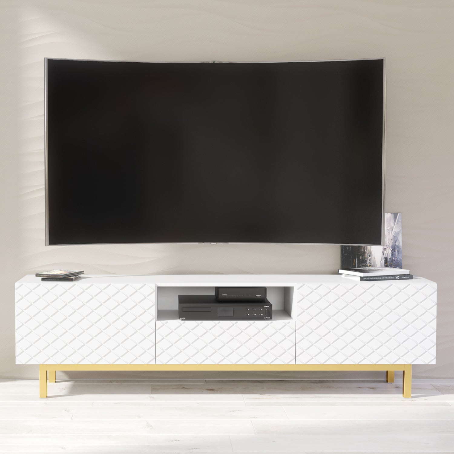Diamond Luxe Tv Unit 180cm - Deco | White