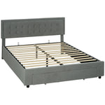 Double/kin Bed Frame Storage And Adjustable Velvet Headboard | King