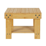 Bamboo Stool Footrest Bathroom 2-tier Shower Stool Bench Shoe Rack Seat | Natural