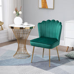 Velvet-feel Shell Accent Chair Bedroom Lounge Metal Legs | One Size | Green