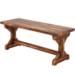 Outsunny Wooden Garden Bench, Rustic Backless Outdoor Loveseat, Carbonised