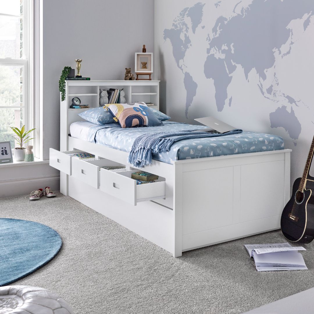 Veera Guest Bed With Drawers No Trundle | Single | White