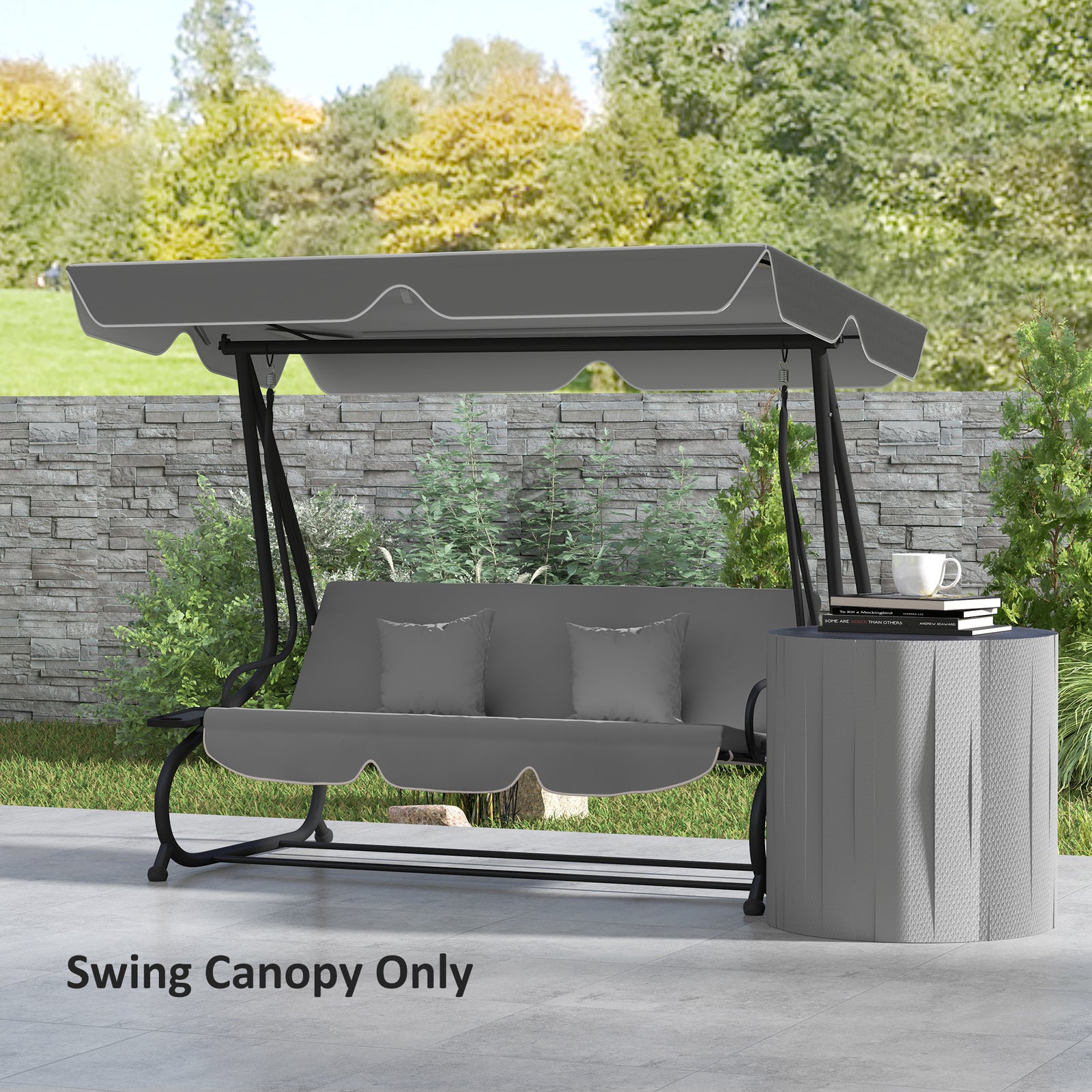 Waterproof Garden Swing Canopy Replacement 3 Seater | Dark Gray